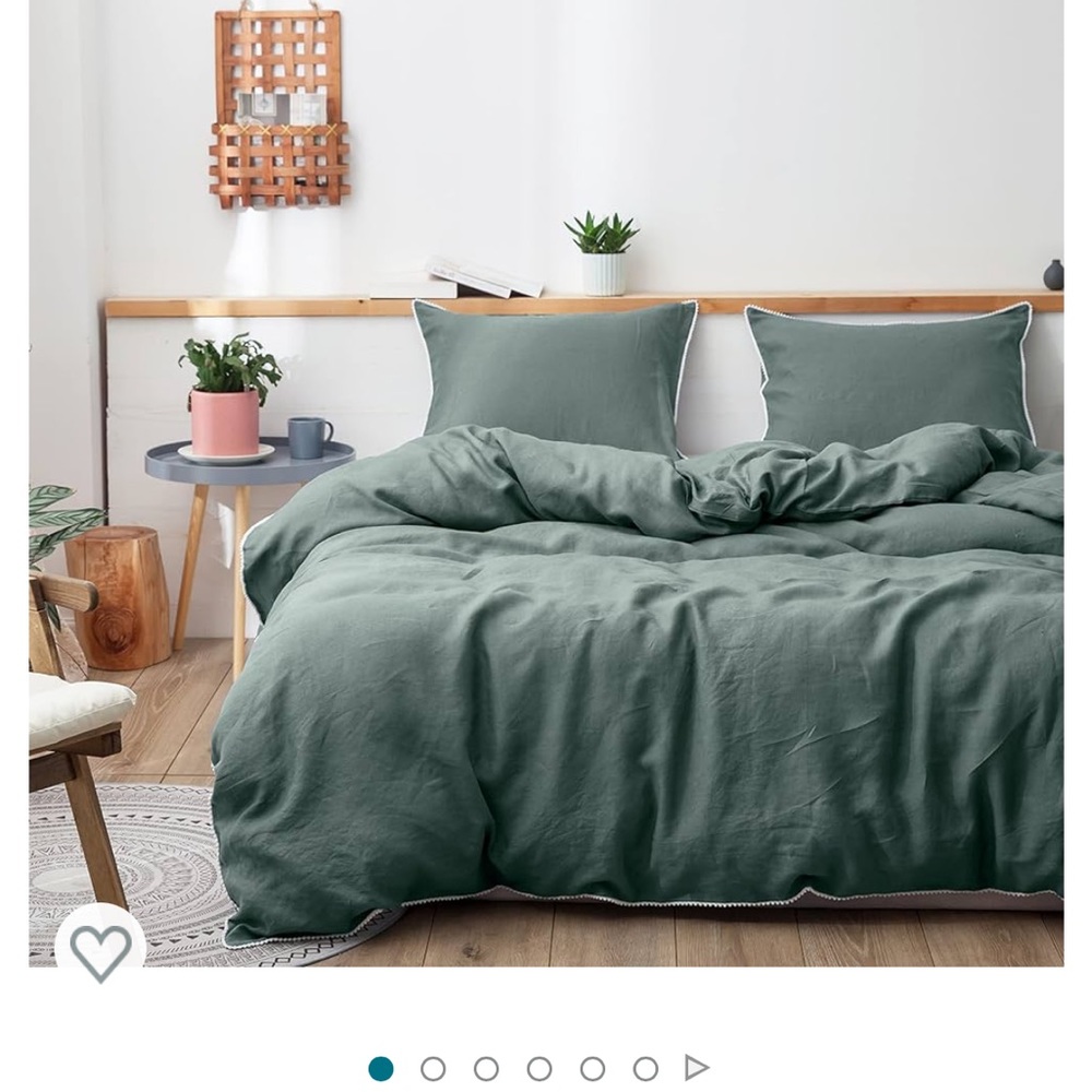 TWIN 100% French Linen Duvet Cover & 1 Pillow Shame
